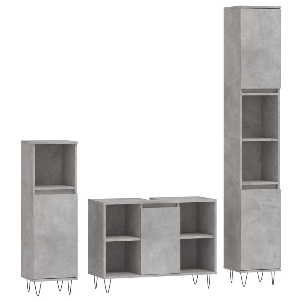 3-tlg Badmöbel-Set Betongrau