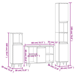 3-tlg Badmöbel-Set Betongrau