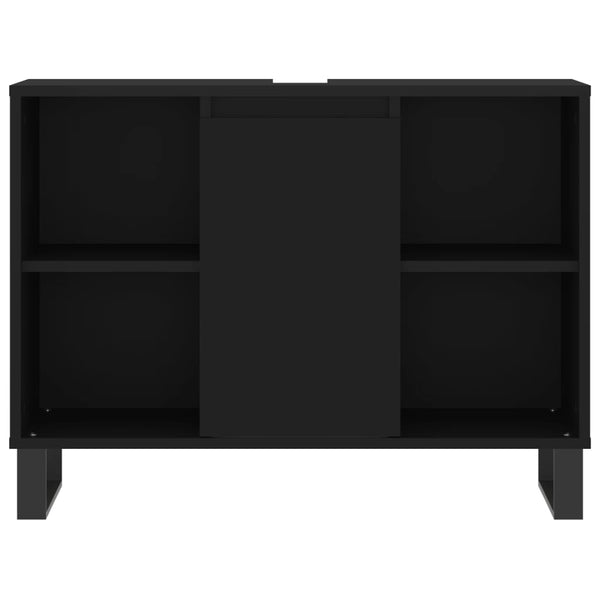 3-tlg. Badmöbel-Set Schwarz Holzwerkstoff
