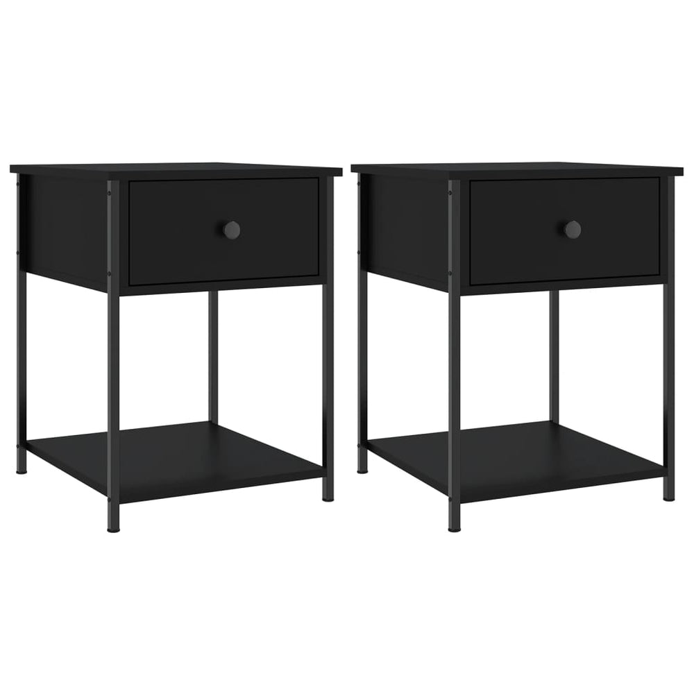 2er Set Nachttische Schwarz 44x45x58 cm Holzwerkstoff