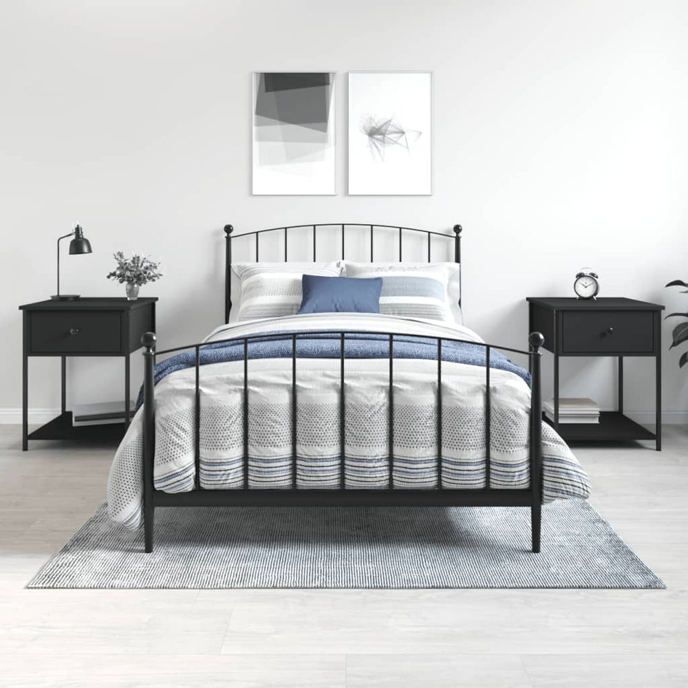2er Set Nachttische Schwarz 44x45x58 cm Holzwerkstoff
