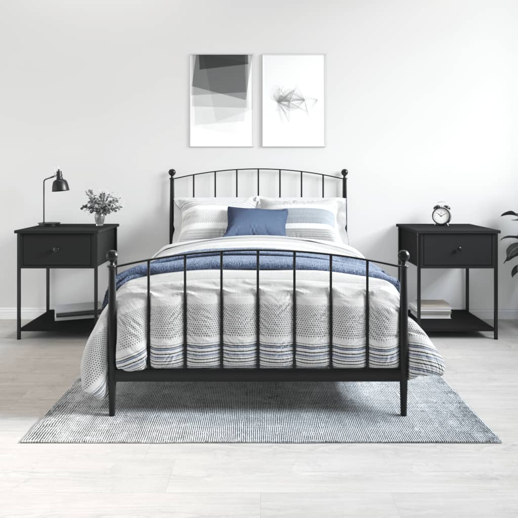 2er Set Nachttische Schwarz 44x45x58 cm Holzwerkstoff