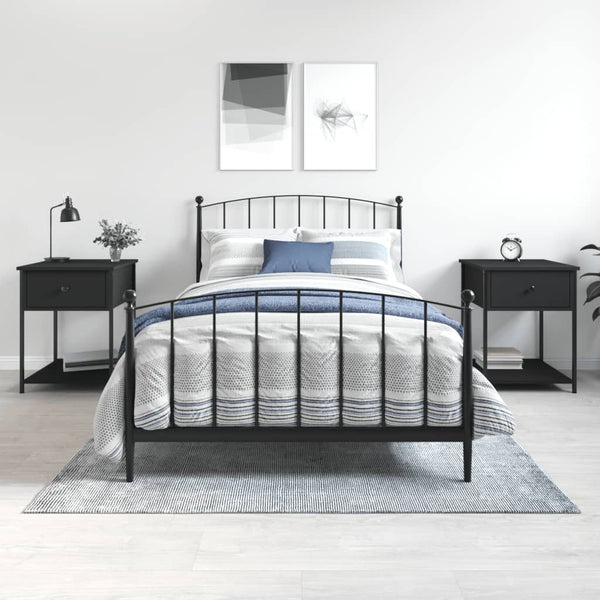 2er Set Nachttische Schwarz 44x45x58 cm Holzwerkstoff