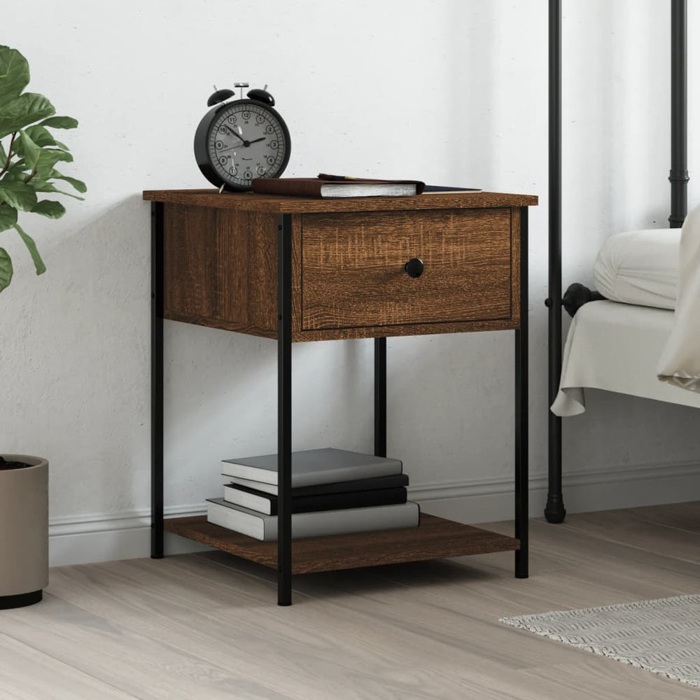 vidaXL Bedside Cabinet Brown Oak Look 44x45x58 cm Engineered Wood