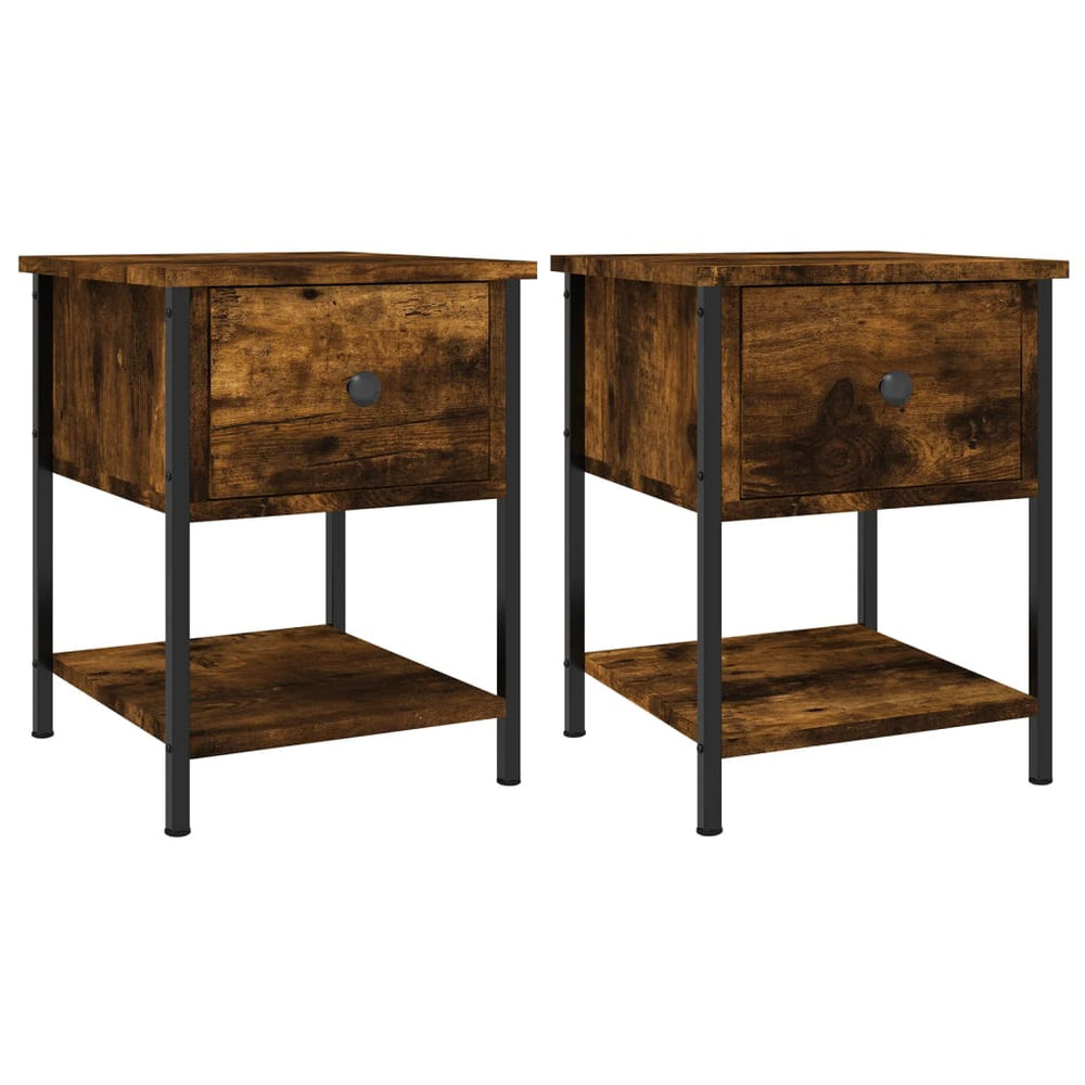 vidaXL Nightstands 2 pcs. Smoked Oak 34x35.5x45 cm Engineered Wood