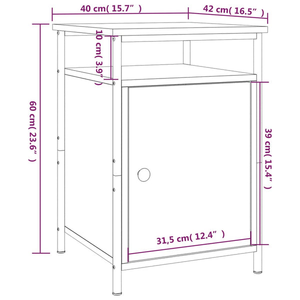 Nachttische 2er Set, Schwarz 40x42x60 cm