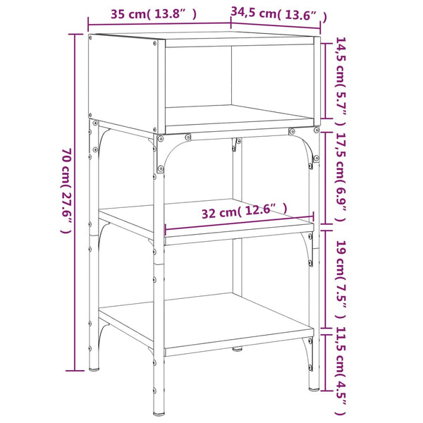 Nachttische 2er Set Eiche Braun 35x34,5x70cm