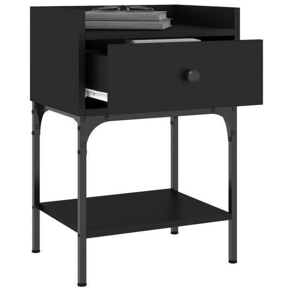 Nachttische Schwarz Holz 2er-Set