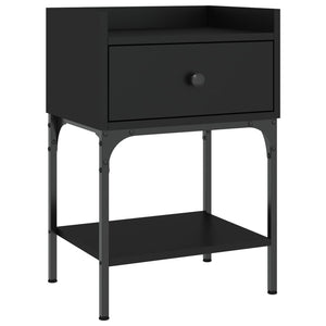 Nachttische Schwarz Holz 2er-Set