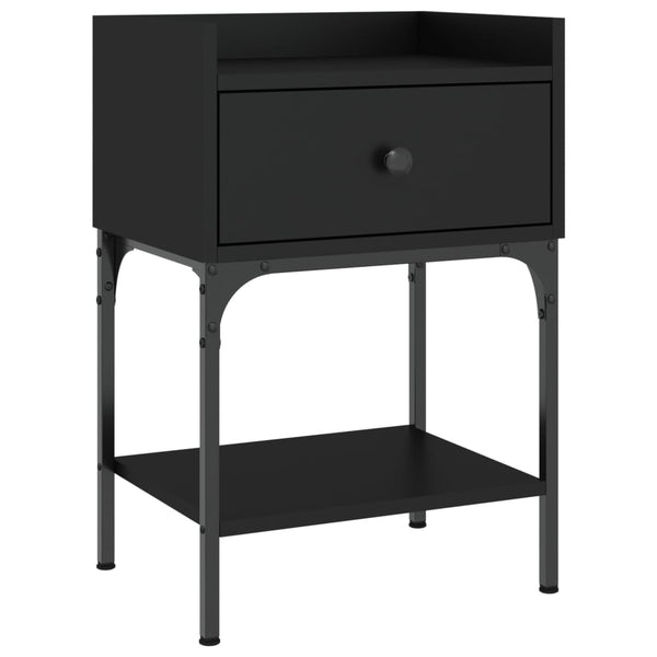 Nachttische Schwarz Holz 2er-Set