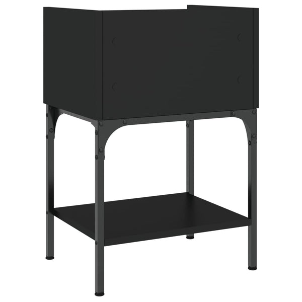 Nachttische Schwarz Holz 2er-Set