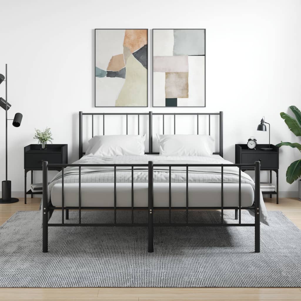 Nachttische Schwarz Holz 2er-Set