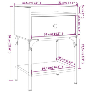 Nachttische 2er Set Räuchereiche 40,5x31x60cm