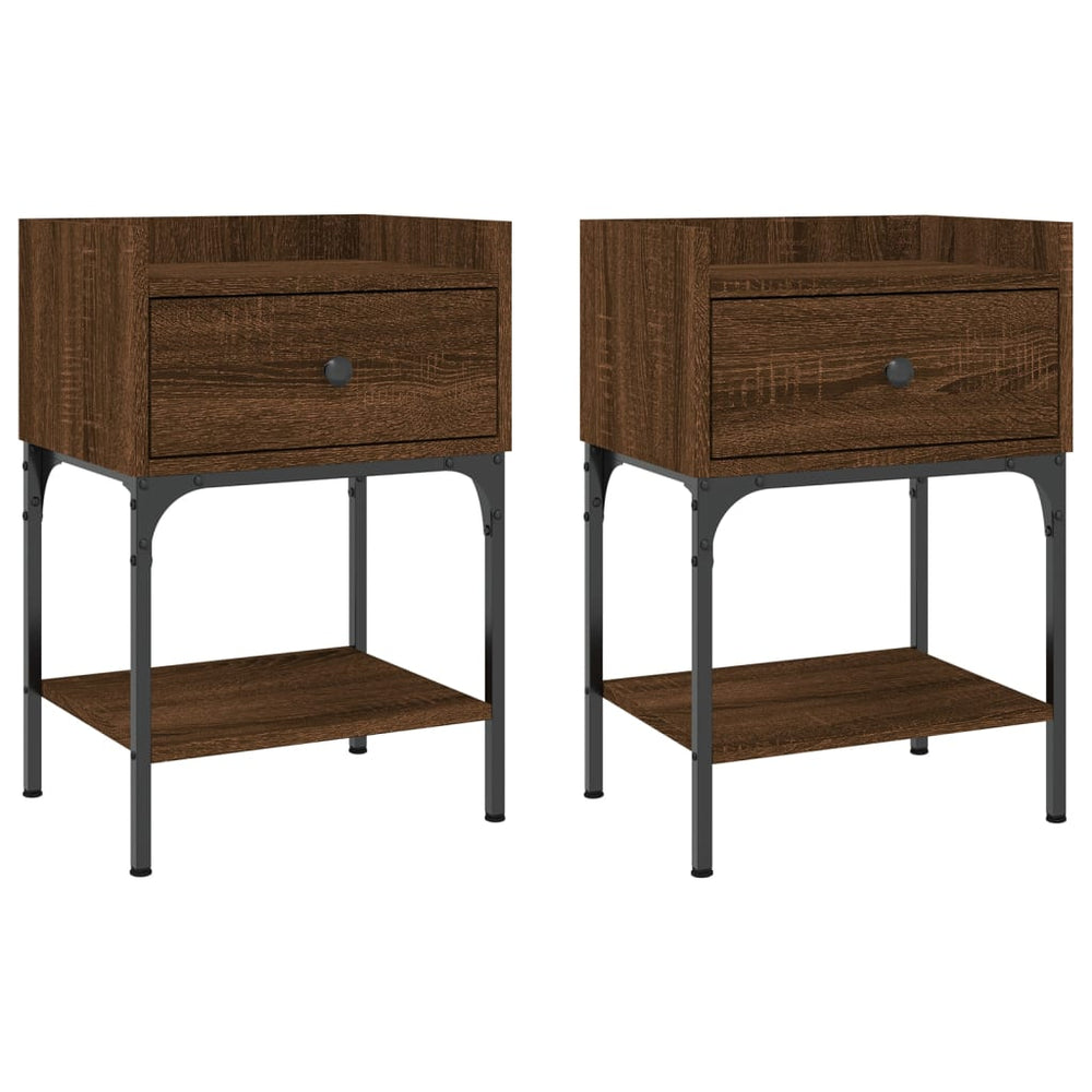 Nachttische 2er Set Braun Eichenoptik
