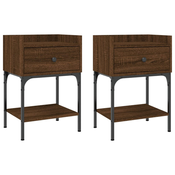 Nachttische 2er Set Braun Eichenoptik