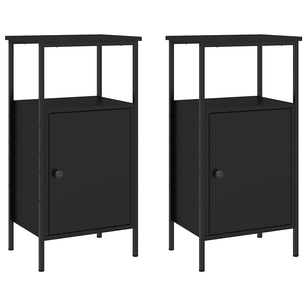 vidaXL Nightstands 2 pcs Black 41x31x80 cm Engineered Wood