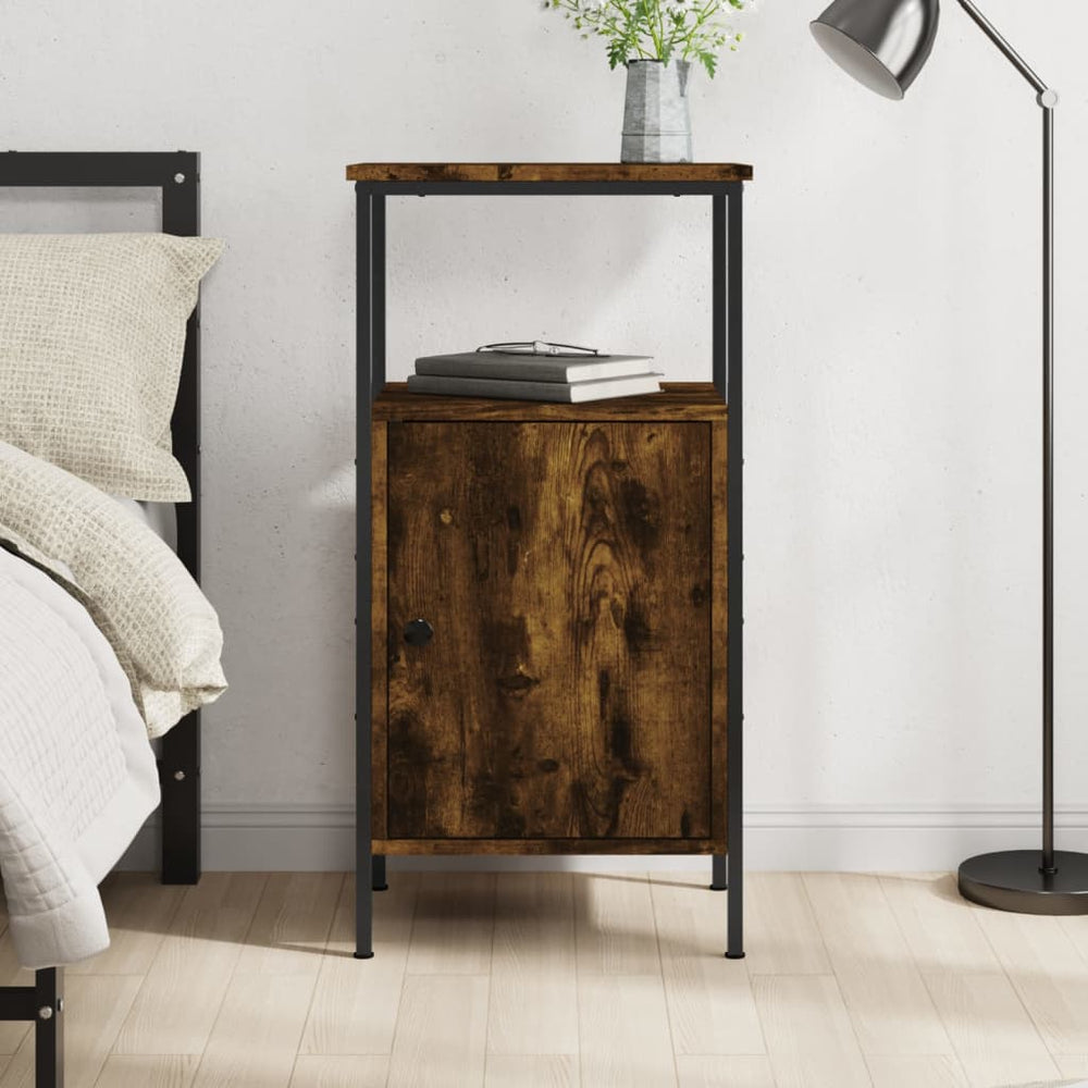 vidaXL Nightstand Smoked Oak 41x31x80 cm Engineered Wood