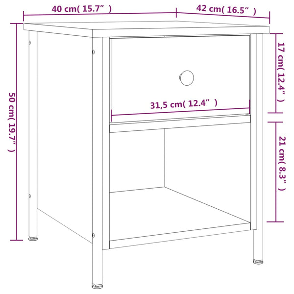 Schwarzer Nachttisch 40x42x50 cm