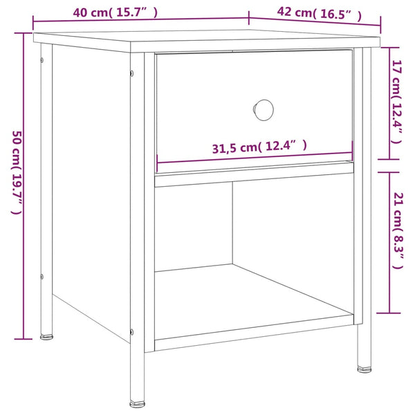 Nachttische 2er Set, Schwarz 40x50 cm