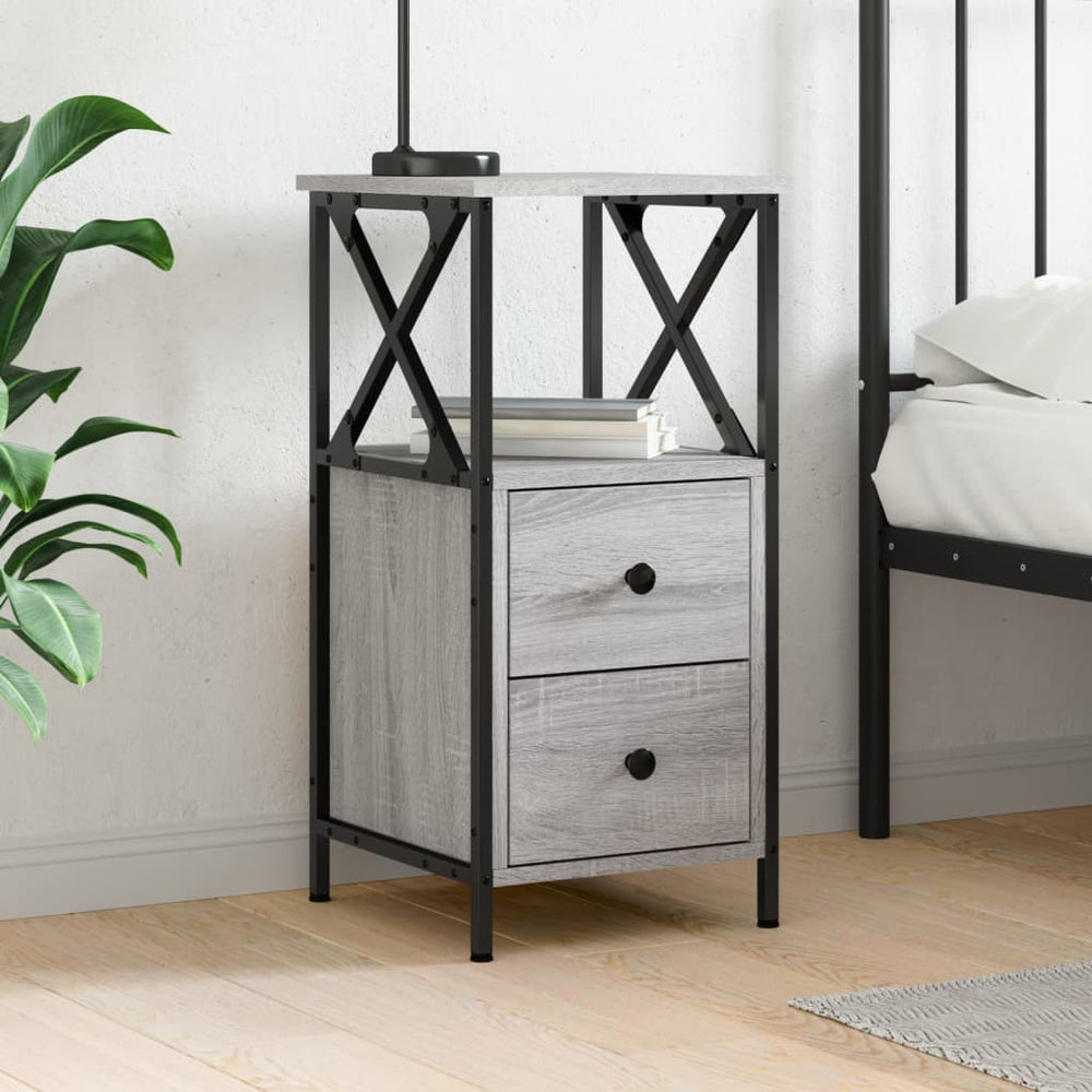 vidaXL Nightstand Gray Sonoma Oak 34x35.5x70 cm Engineered Wood