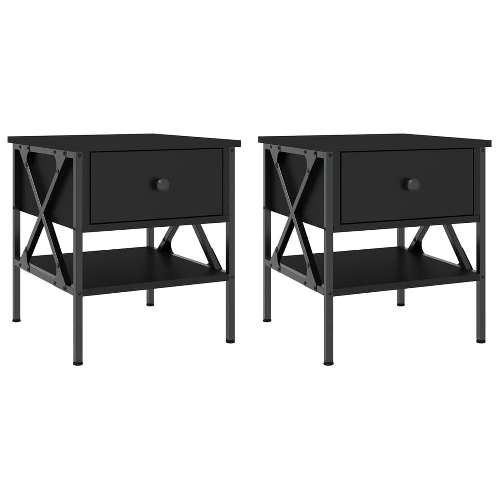Nachttische 2er Set, Schwarz 40x45 cm