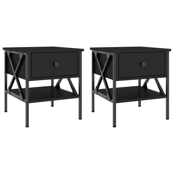 Nachttische 2er Set, Schwarz 40x45 cm