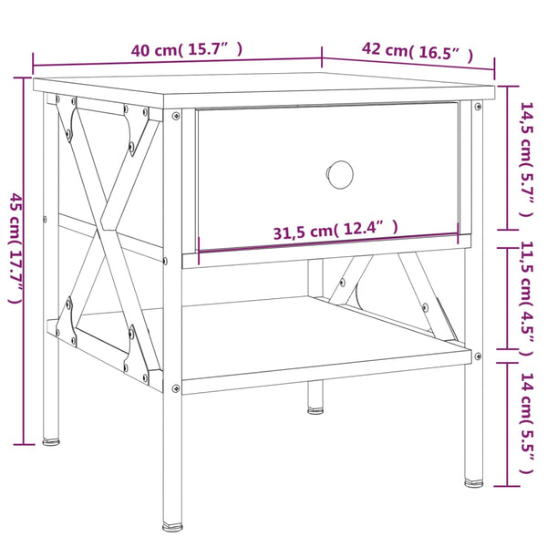 Nachttische 2er Set, Schwarz 40x45 cm
