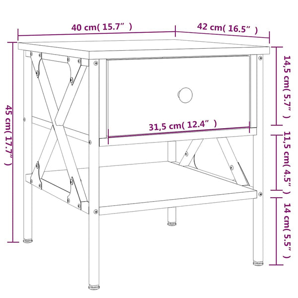 Nachttische 2er Set Räuchereiche 40x42x45cm