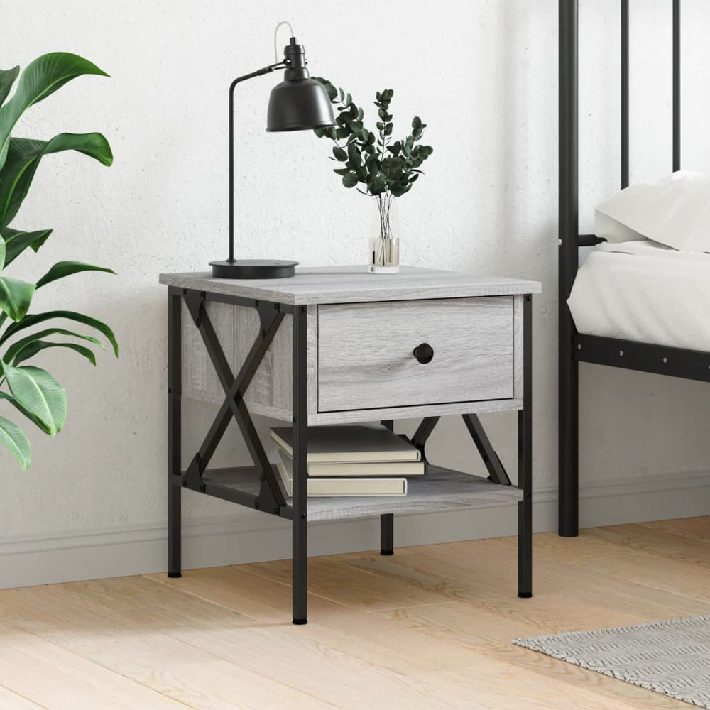 vidaXL Nightstand Gray Sonoma Oak 40x42x45 cm Engineered Wood
