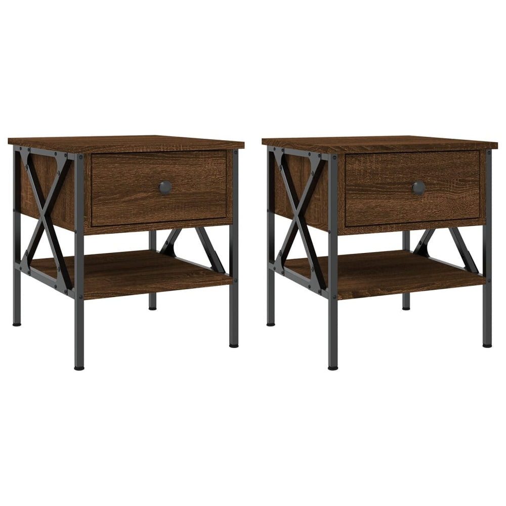 Nachttische 2er Set Braun Eichenoptik