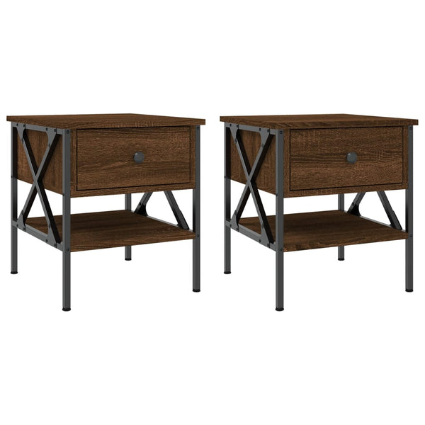 Nachttische 2er Set Braun Eichenoptik