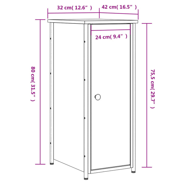 Nachttische 2er Set Räuchereiche 32x42x80cm