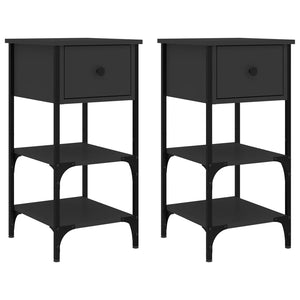 Nachttische 2er Set, Schwarz 34x36x70 cm