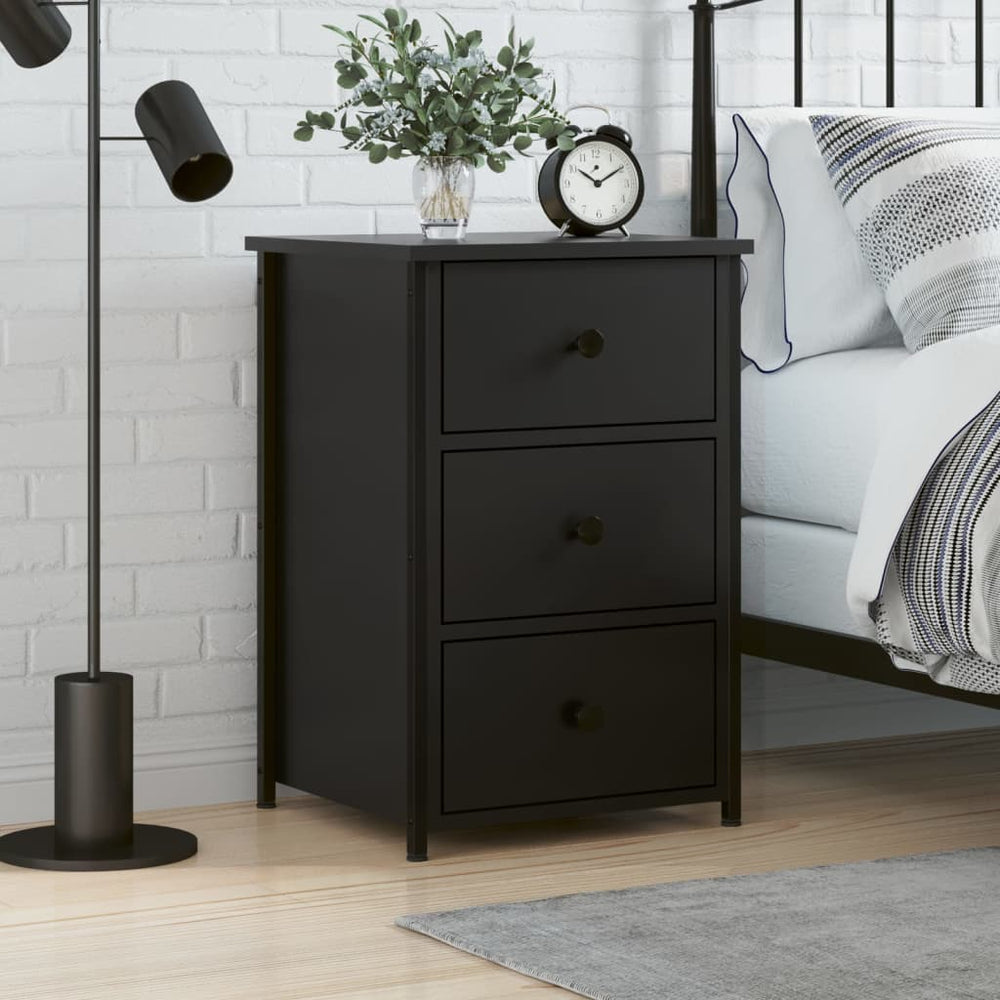 vidaXL Nightstand Black 40x36x60 cm Engineered Wood
