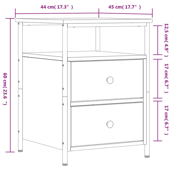 Nachttisch Braun Eichen-Optik 44x45x60 cm