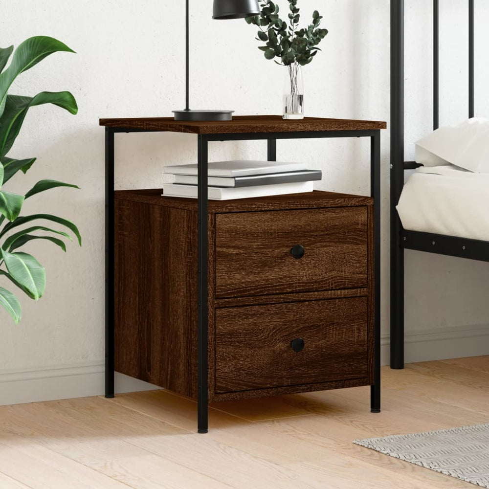 vidaXL Bedside Cabinet Brown Oak Effect 44x45x60 cm Engineered Wood