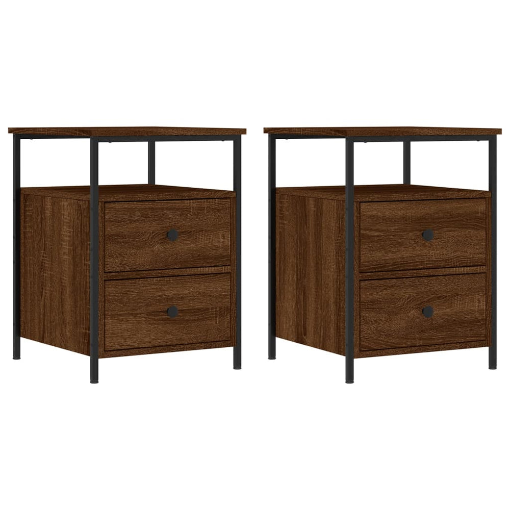 Nachttische 2er Set Braun Eiche 44x45x60 cm