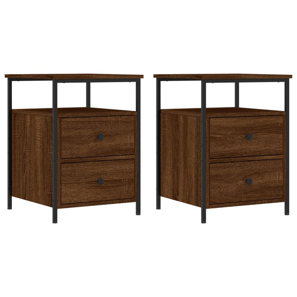 Nachttische 2er Set Braun Eiche 44x45x60 cm