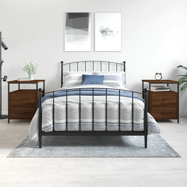 Nachttische 2er Set Braun Eiche 44x45x60 cm
