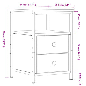 Nachttisch Braun Eichenoptik 34x35,5x50 cm
