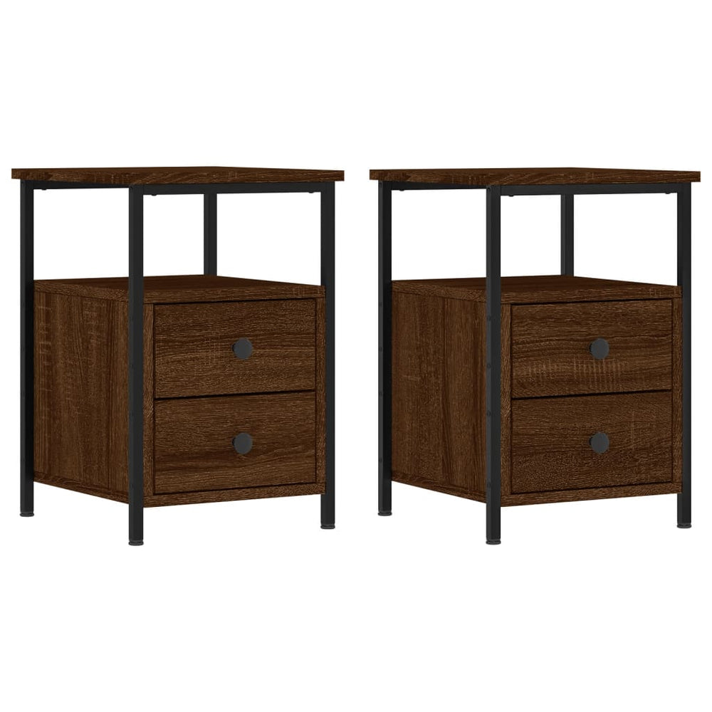 Nachttische 2er Set Braun Eichenoptik