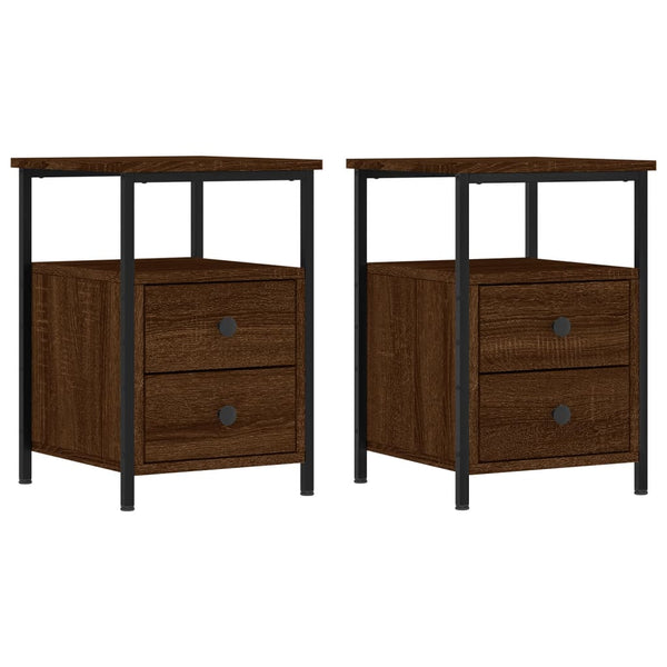 Nachttische 2er Set Braun Eichenoptik