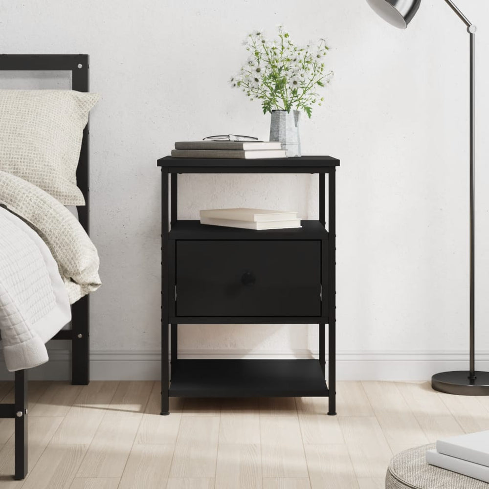 vidaXL Nightstand Black 40x42x56 cm Engineered Wood