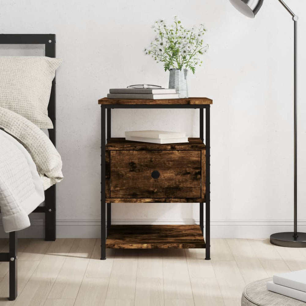 vidaXL Bedside Table Smoked Oak 40x42x56 cm Engineered Wood