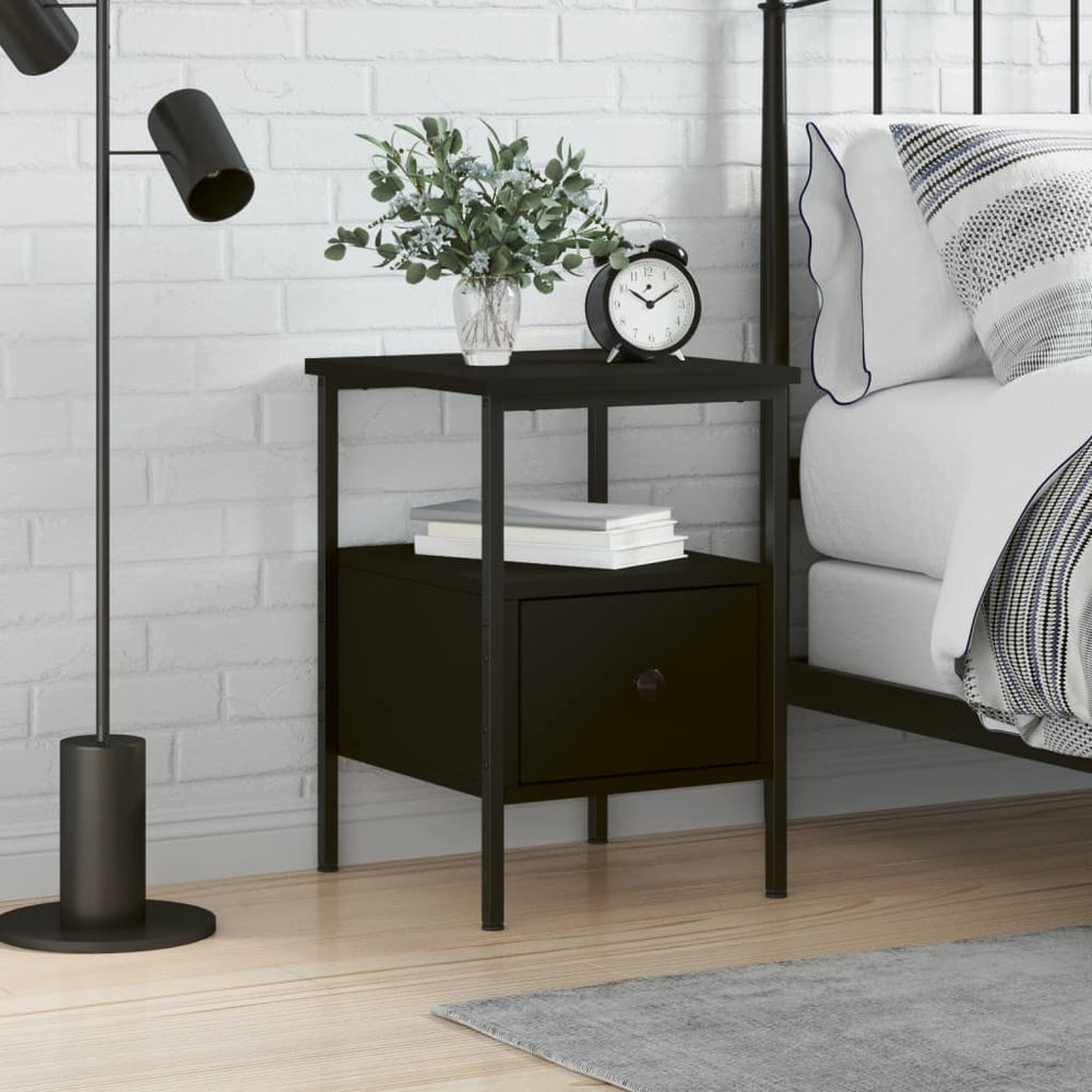 vidaXL Nightstand Black 34x36x50 cm Engineered Wood