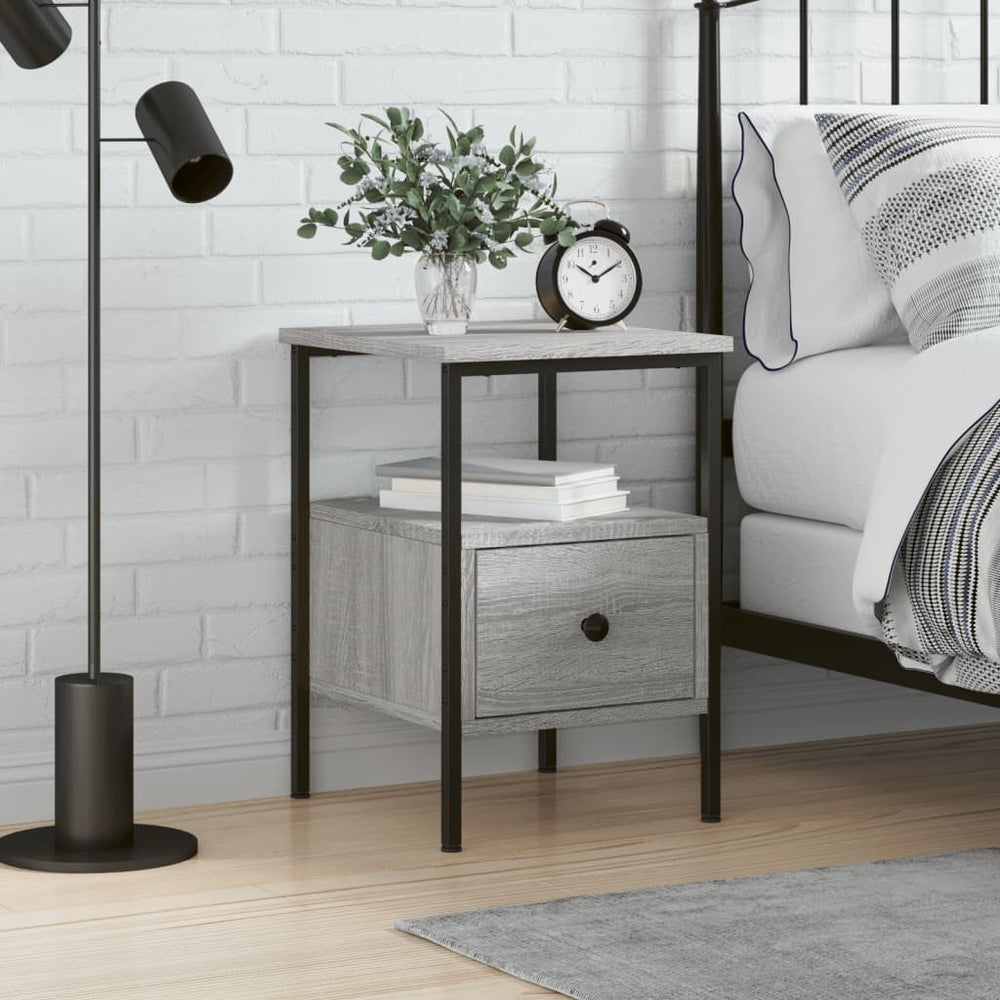 vidaXL Nightstand Grey Sonoma Oak 34x36x50 cm Engineered Wood