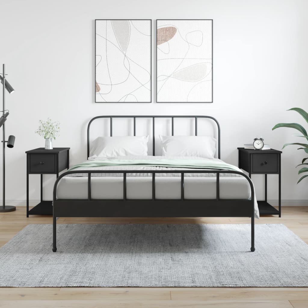 Nachttische Schwarz Holz 30x60x60 cm, 2er-Set