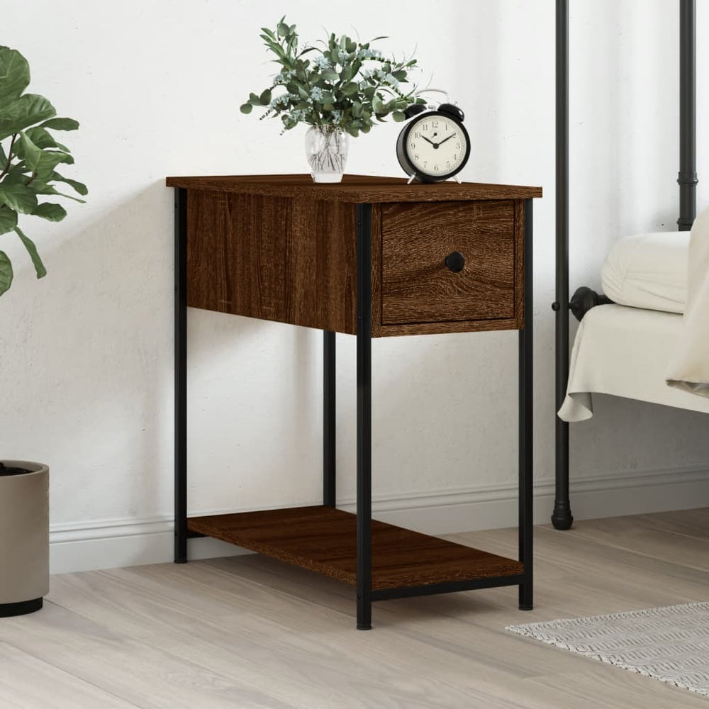 vidaXL Bedside Cabinet Brown Oak Look 30x60x60 cm Engineered Wood