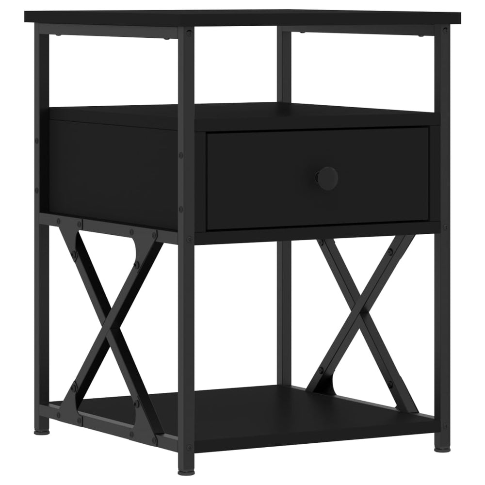 vidaXL Bedside Cabinet Black 40x42x55 cm Engineered Wood