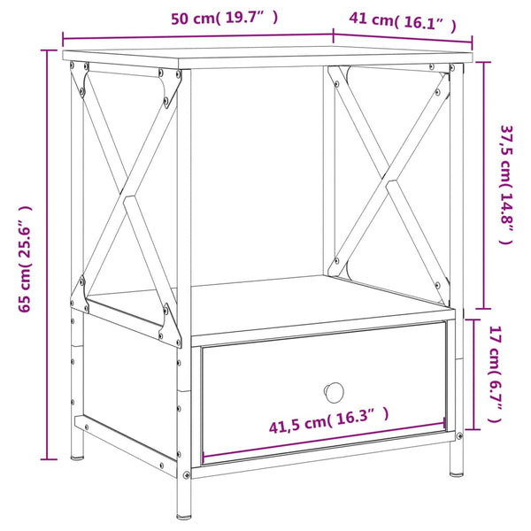 Schwarzer Nachttisch 50x41x65 cm